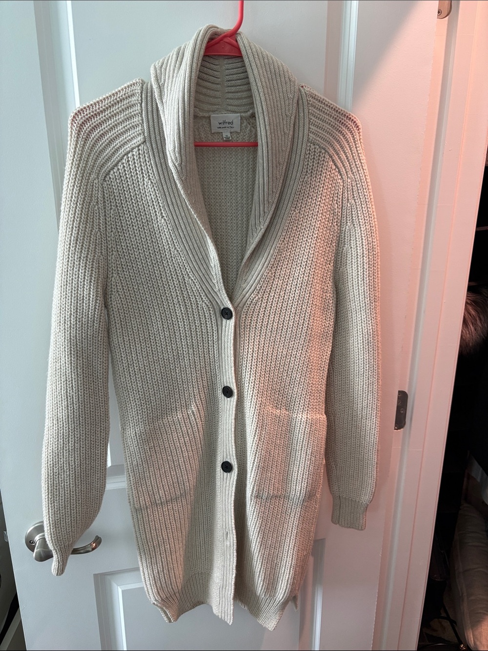 Wilfred Cream Knit Shawl Collar Cardigan